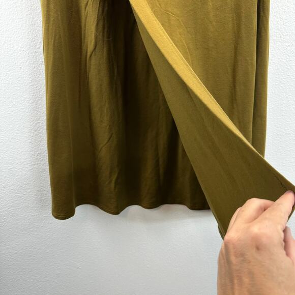 Garnet Hill Button Detail Knit Wrap Skirt Yellow Green Small - Picture 3 of 8